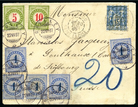 Stamp of France 1897 Envelope avec Type Sage de 15c pour Fribourg en