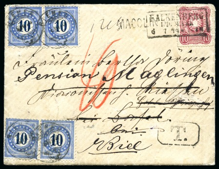 1878 Insufficiently franked cover with 1875-77 10pf