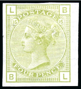 1873-80 4d Sage Green pl.15 imperforate imprimatur