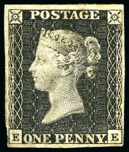 Stamp of Great Britain » 1840 1d Black and 1d Red plates 1a to 11 1840 1d Black pl.10 EE mint part og