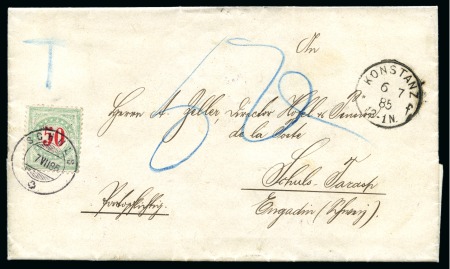 Stamp of Switzerland / Schweiz » Nachportomarken (Auslandsbriefe) DEUTSCHLAND 1885: Unfrankiertes Kuvert von Konstanz