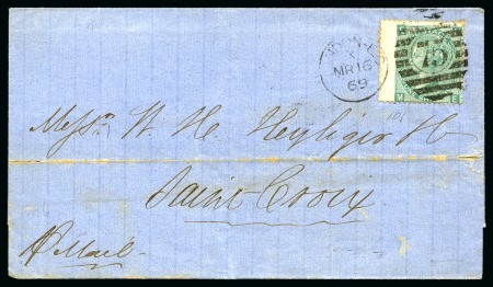1869 (Mar 16) Wrapper from London to ST. CROIX (Danish West Indies)