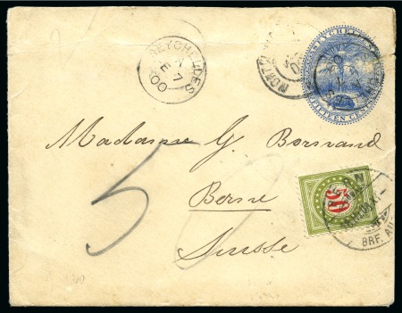 Stamp of Seychelles 1900 Postal stationery envelope with 15c Blue imprint