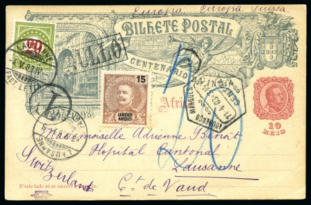1903 10 reis postal stationery card with extra 15 reis