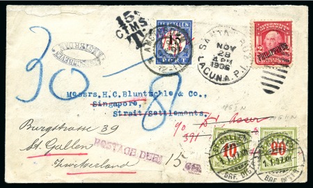 Stamp of United States » U.S. Possessions » Philippines 1906 Cover from Santa Cruz to Straits Settlements franked
