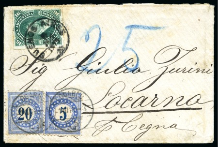1879 Insufficiently franked cover bearing 1878 16c green tied by BUENOS AIRES cds, underpaid by 4 centavos for the sea rate