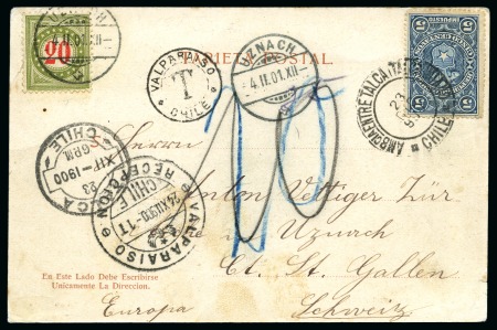 1901 Insufficiently franked picture postcard with 5c revenue stamp