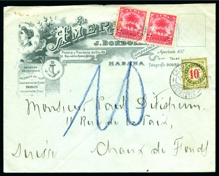 Stamp of Cuba 1906-07 Two insufficiently franked items to Switzerland