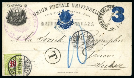 1893 Insufficiently paid 3c postal stationery card