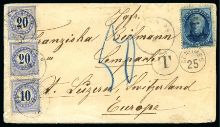 Stamp of United States 1881 Insufficiently franked double-weight cover with 1875 Zachary Taylor 5c blue