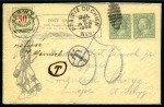 1909 Insufficiently franked postcard from Prairie du