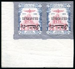1915 Colis Postaux 2kr and 3kr reprints, imperf. in corner marginal pairs with INVERTED OVERPRINT, mint og