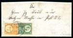 1871 Engraved issue 2Kr Yellow and 3Kr green tied by
