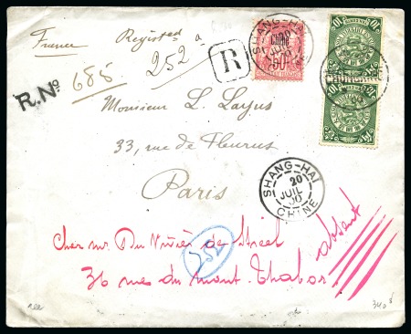 1900 Lettre recommandé de Shang-hai pour Paris avec