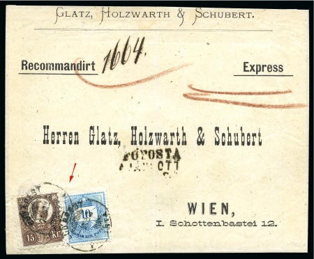1871 Engraved issue 15Kr brown together with 1874 Envelope