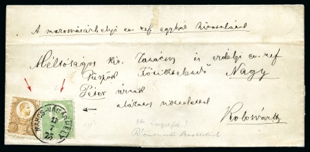Stamp of Hungary 1871 Lithographed 3Kr green together with engraved