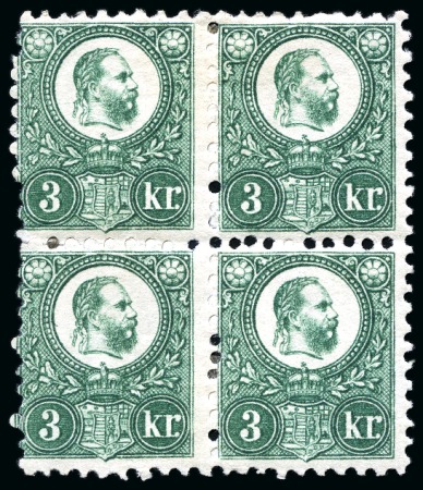 1871 Engraved issue: Group comprising 2Kr orange, 3Kr