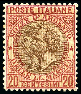 Stamp of Italy 1893 20c Red-Brown & Brown mint og