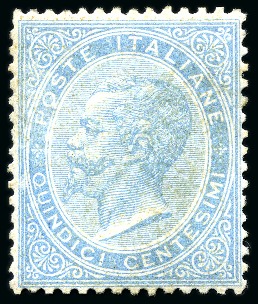 Stamp of Italy 1863 15c Light Blue mint og