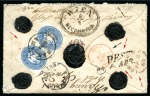 1867 Registered envelope from Harsany to Paris franked