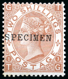1880 2s Brown pl.1 with SPECIMEN type 9 overprint