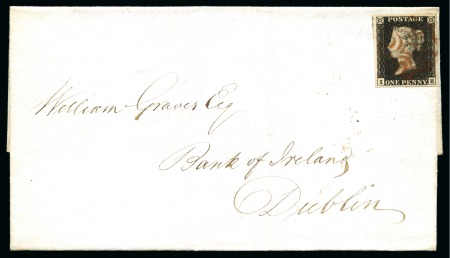 Stamp of Great Britain » 1840 1d Black "May Dates" 1840 (May 28) Wrapper from London to Ireland with 1840 1d black pl.1a cancelled by neat red MC