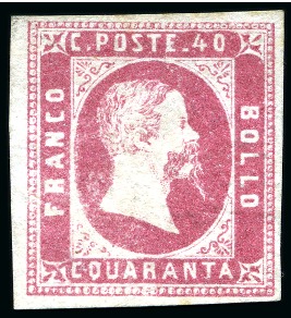 Stamp of Italian States » Sardinia 1851 40c rose, unused, very fine, cert. JF.Brun