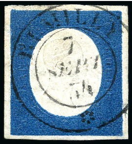 Stamp of Italian States » Sardinia 1854 20c blue beautifully cancelled by central Rumilly