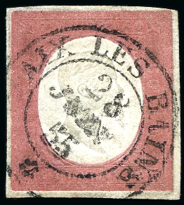 Stamp of Italian States » Sardinia 1854 40c red beautifully cancelled by Aix les Bains