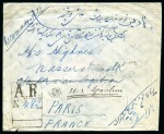 1922 "Controle" 2kr on reverse of envelope sent registered with Advice of Receipt hs