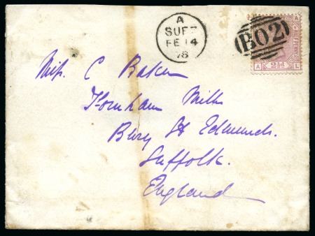 1866-78 Four covers addressed to London and one cover front from Suez