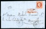 Stamp of Egypt » French Post Offices 1872 (29.4) Folded cover to Marseille, franked Empire Lauré 80c tied black GC5119
