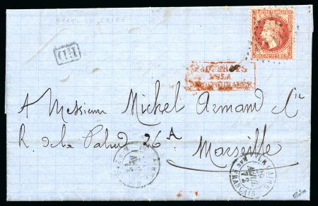 1872 (29.4) Folded cover to Marseille, franked Empire Lauré 80c tied black GC5119