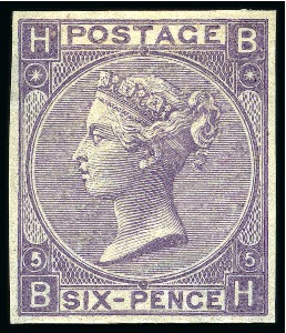 1865-67 6d Lilac pl.5 BH imperforate imprimatur, mint og