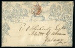 1840 (Aug 26) 1d Mulready envelope, stereo A133, and 1840 (Sep 2) 2d Mulready envelope sent within IRELAND