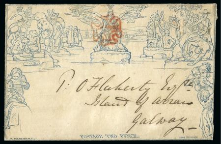 Stamp of Great Britain » 1840 Mulreadys & Caricatures 1840 (Aug 26) 1d Mulready envelope, stereo A133, and 1840 (Sep 2) 2d Mulready envelope sent within IRELAND