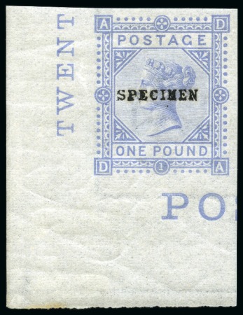 1867-83 £1 Imperforate colour trial in grey-blue with "SPECIMEN" type 9 overprint