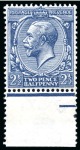 1912-24 Wmk Royal Cypher 2 1/2d Dull Prussian Blue mint lh lower marginal example