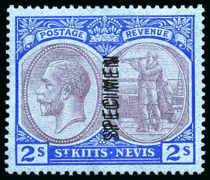 1921-29 Wmk Script 2s purple and blue on blue with "SPECIMEN" DOUBLE OVERPRINT error