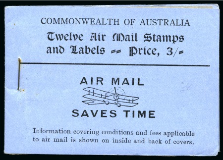 1930-35 3s Air black on blue booklet inscribed AIR MAIL SAVES TIME