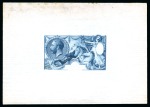 1913 Waterlow Seahorse master die proof, stage 6a, reprinted example by Bradbury Wilkinson in greenish blue on laid paper