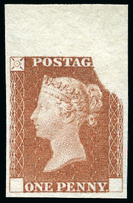 Stamp of Great Britain » Line Engraved Essays, Plate Proofs, Colour Trials and Reprints 1840 1d Rainbow trial, state 3, in red-brown on white wove paper
