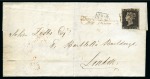 1840 (May 19) Lettersheet from Dorchester to London with 1840 1d grey-black pl.1a QD tied by brownish-red MC