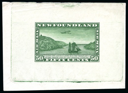 1931 Airmail 50c green sunken die proof in issued colour on wove paper