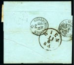 1864 (Mar 9) Wrapper from Penang to Switzerland with India 1860 8p purple tied by "PENANG" cds