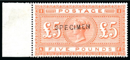 1867-83 £5 Orange on white paper with "SPECIMEN" type 11 overprint