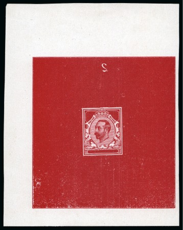 1911 1/2d Downey head die proof of the accepted die without value printed in deep carmine on proof paper