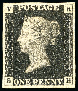 Stamp of Great Britain » 1840 1d Black and 1d Red plates 1a to 11 VR OFFICIAL: 1840 1d Black SH showing re-entry, mint og with good to large margins