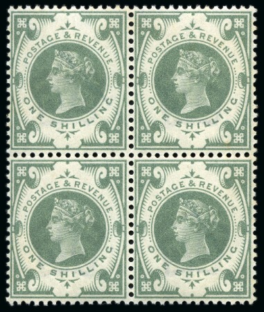 1887 Jubilee 1s dull green mint nh block of four,