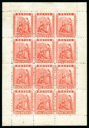 1876-78 1d Vermilion-Red perf.11 1/2 complete mint sheet of 12